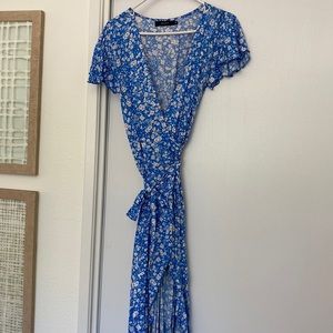 Blue wrap dress